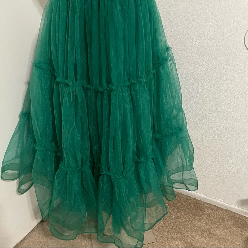 Ava Gowns tiered chiffon corset party dress bridesmaid prom homecoming green L - Picture 7 of 11